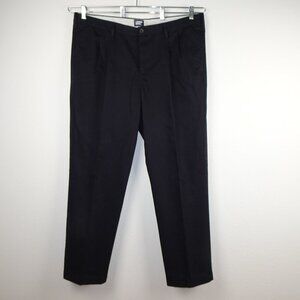 Lands' End Chino Pants Men's Size 40x32 Black Traditional Fit Cotton Pleated